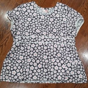 2XL White Cross Women's Scrub Top